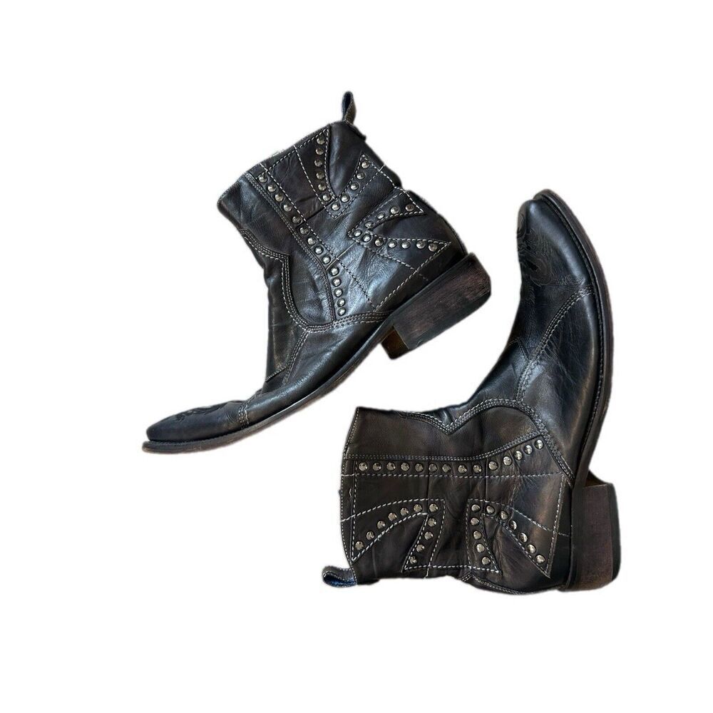 MARK NASON Men Ankle Boots Rock Lives Italy Dragon Black Sz 9.5 Zip Studded